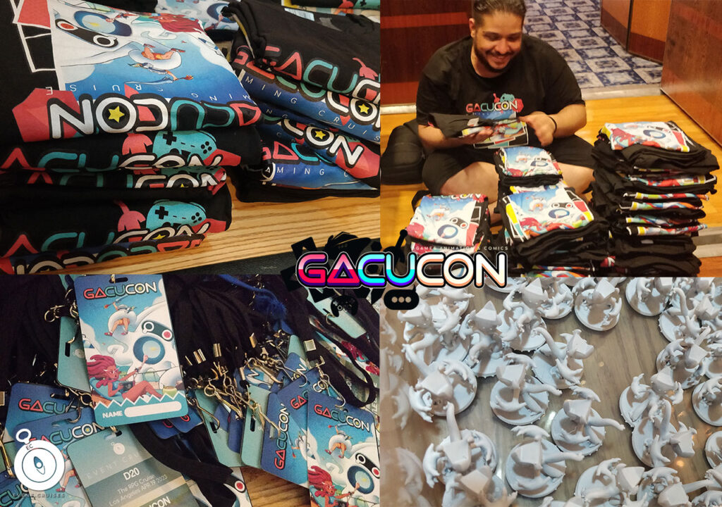 Gacucon game cruise 2022 loot shirts badges 3d printed minis event.cruises