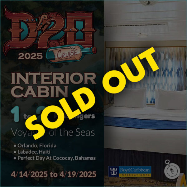 D20 Cruise 2025 Interior Cabin for 1 to 2 passengers - TTRPG Vacation - Sold Out