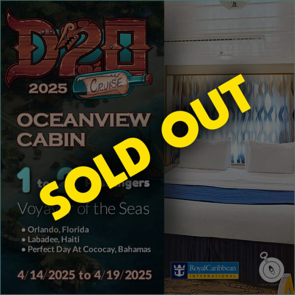 D20 Cruise 2025 Ocean View Cabin for 1 to 2 passengers - TTRPG Vacation - Sold Out