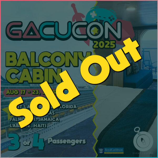 Gacucon Cosplay Video Game Cruise 2025 Balcony cabin 3-4 guests Sold Out