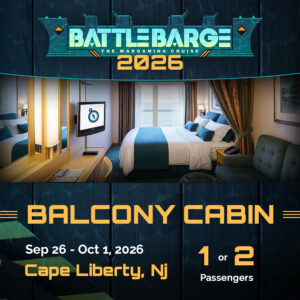 Balcony Cabin for 1-2 Guests - Battle Barge Cruise 2026 - wargaming vacation 40k fan cruise
