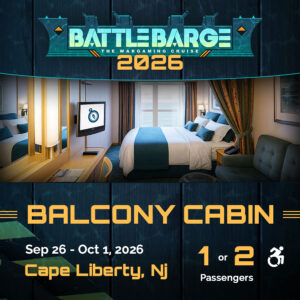 Balcony Cabin for 1-2 Guests - Battle Barge Cruise 2026 - wargaming vacation 40k fan cruise_accessible cabin