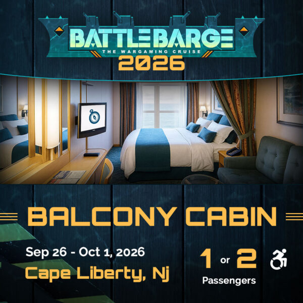 Balcony Cabin for 1-2 Guests - Battle Barge Cruise 2026 - wargaming vacation 40k fan cruise_accessible cabin