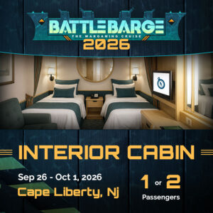 Interior Cabin for 1-2 Guests - Battle Barge Cruise 2026 - wargaming vacation 40k fan cruise
