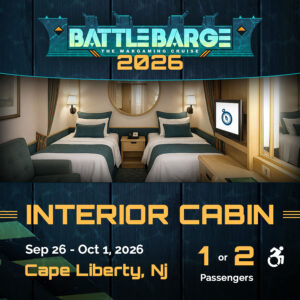 Interior Cabin for 1-2 Guests - Battle Barge Cruise 2026 - wargaming vacation 40k fan cruise_accessible cabin